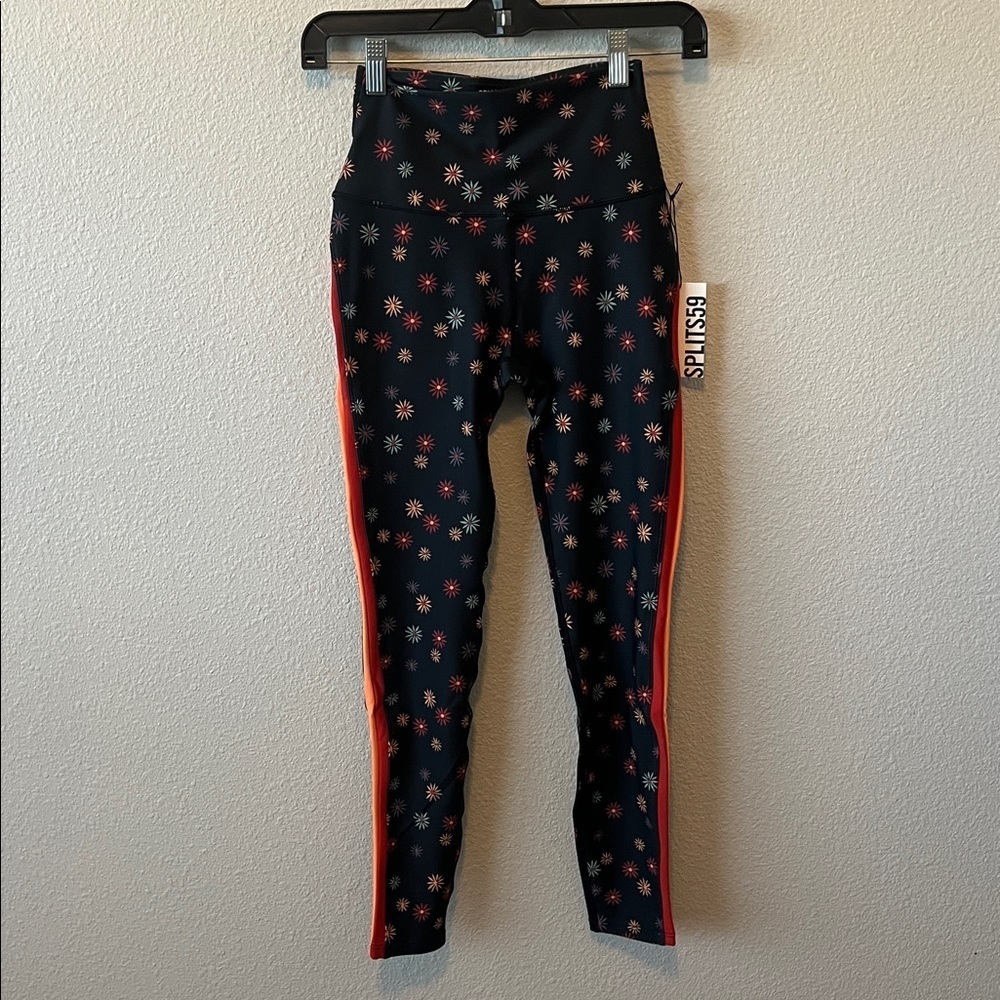 Splits59 Sydney Techflex 7/8 Legging Black Floral Size Small NWT